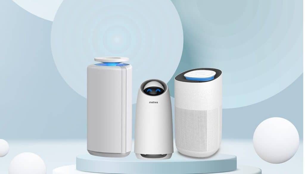 Set of trio modern, classy, and practical meliwa smart air purifiers. Set of trio modern, classy, and practical meliwa smart air purifiers.